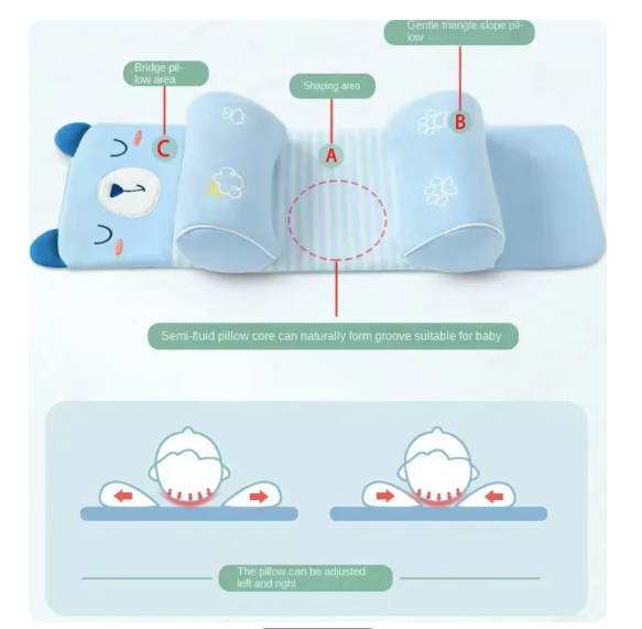 Adjustable Baby Sleeping Support Pillow Anti Roll Cushion with Headrest