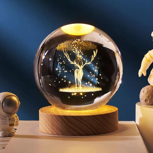 3D Deer Crystal Lamp