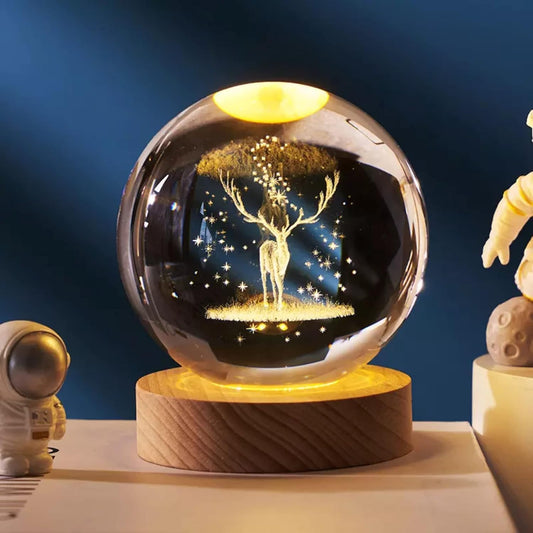 3D Deer Crystal Lamp