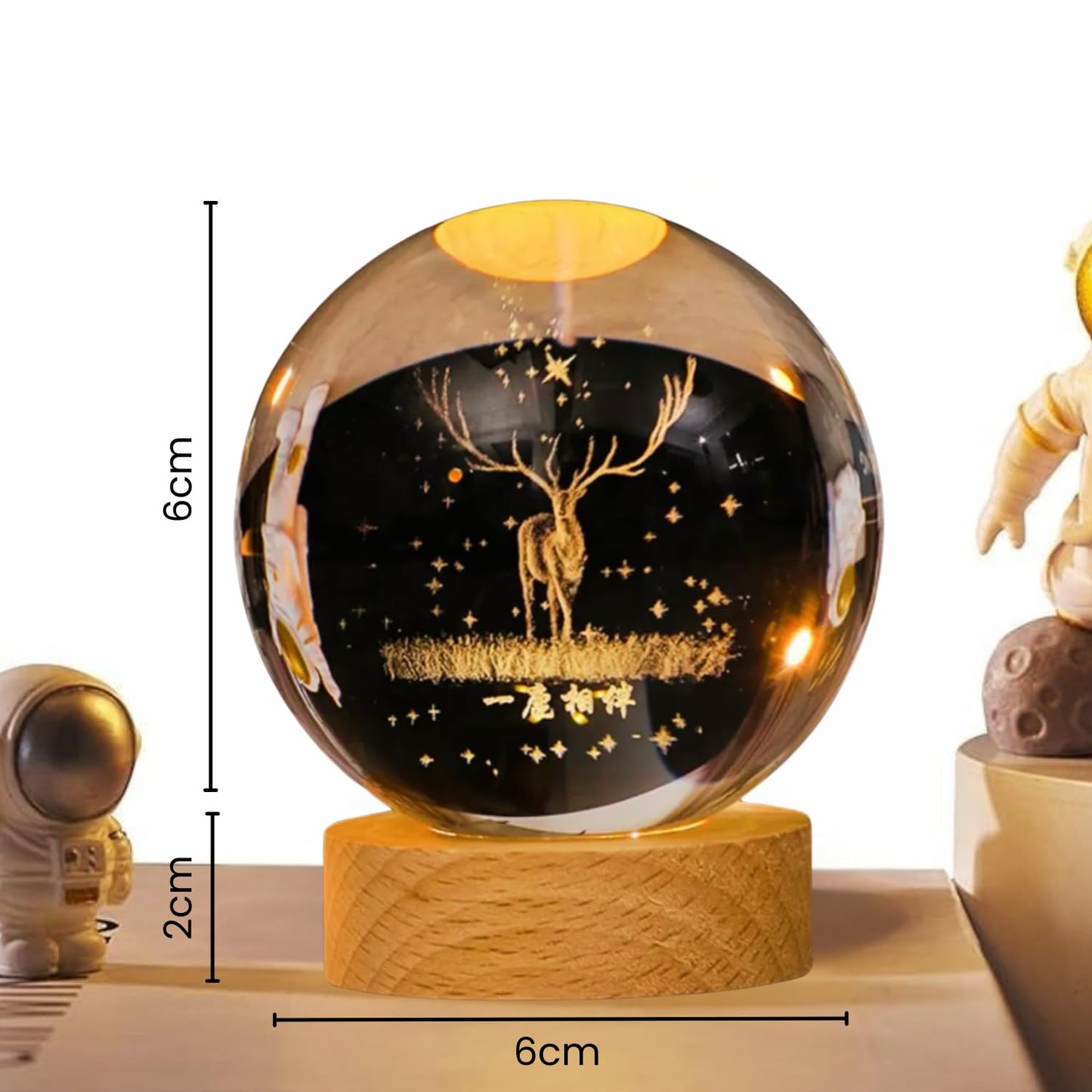 3D Deer Crystal Lamp