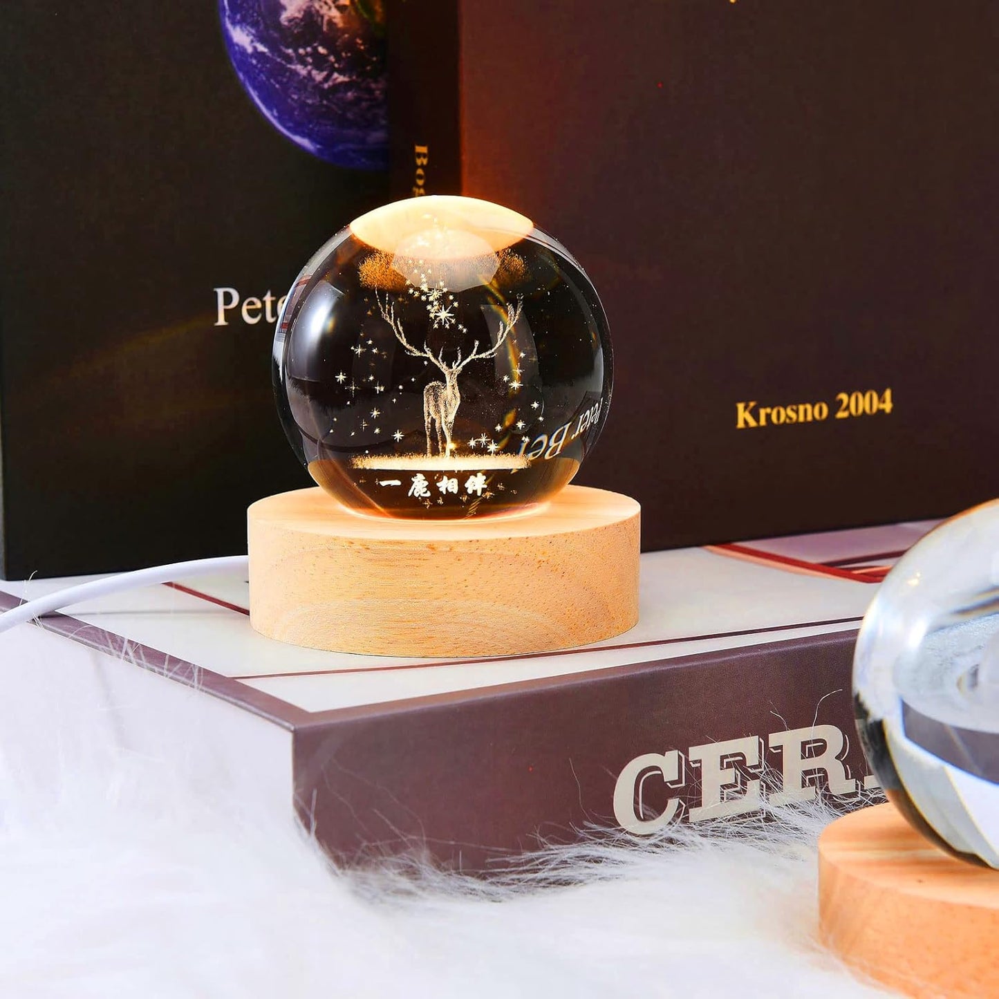3D Deer Crystal Lamp