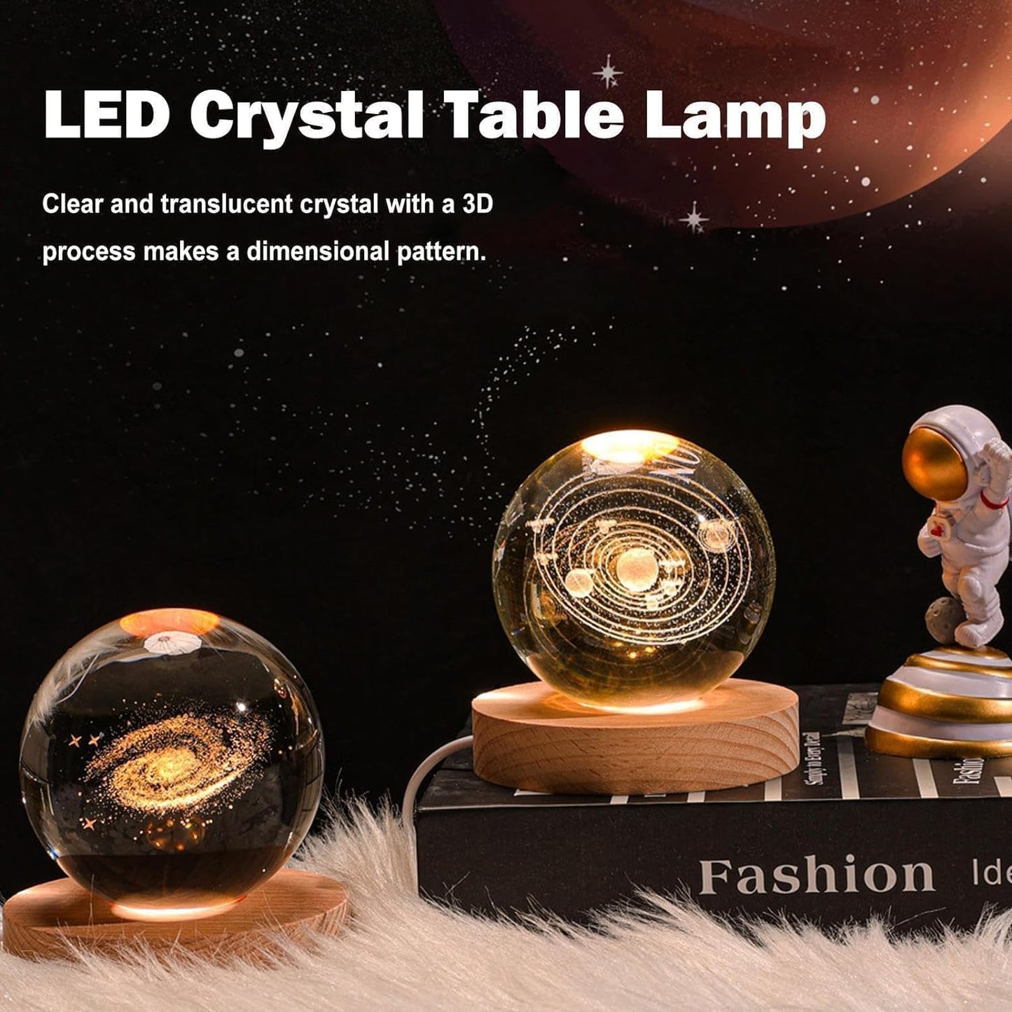3D Galaxy Crystal Lamp